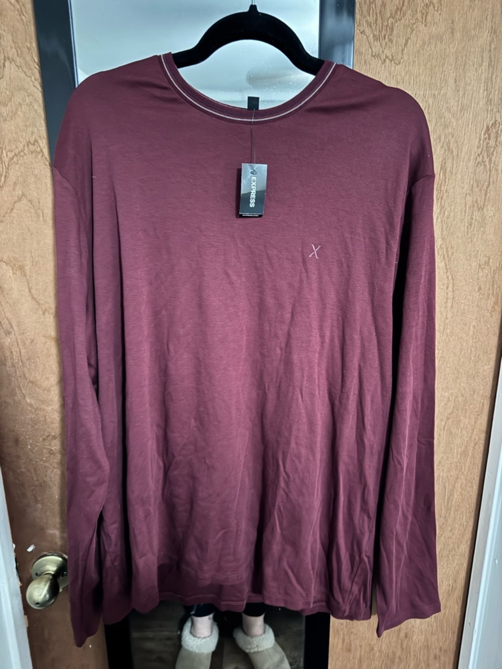 Express Long Sleeve Crewneck Shirt - Burgundy